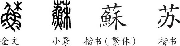 苏 字义 苏 字的字形演变 小篆隶书楷书写法 苏 说文解字 品诗文网