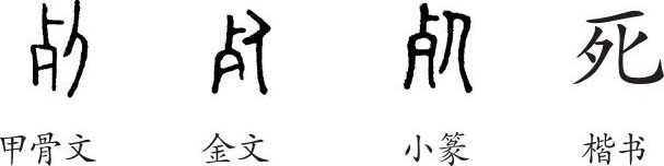 死 字义 死 字的字形演变 小篆隶书楷书写法 死 说文解字 品诗文网